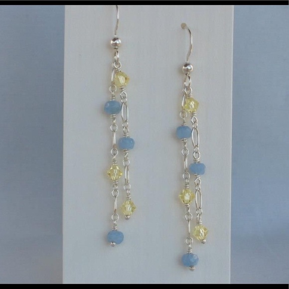 Handmade Citrine Blue Agate Necklace set - Picture 2 of 7